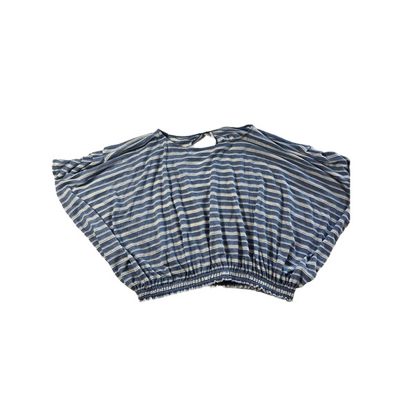 Free People Azalea Stripe Top Size Small Oversized Boho Blue & White - Picture 3 of 10